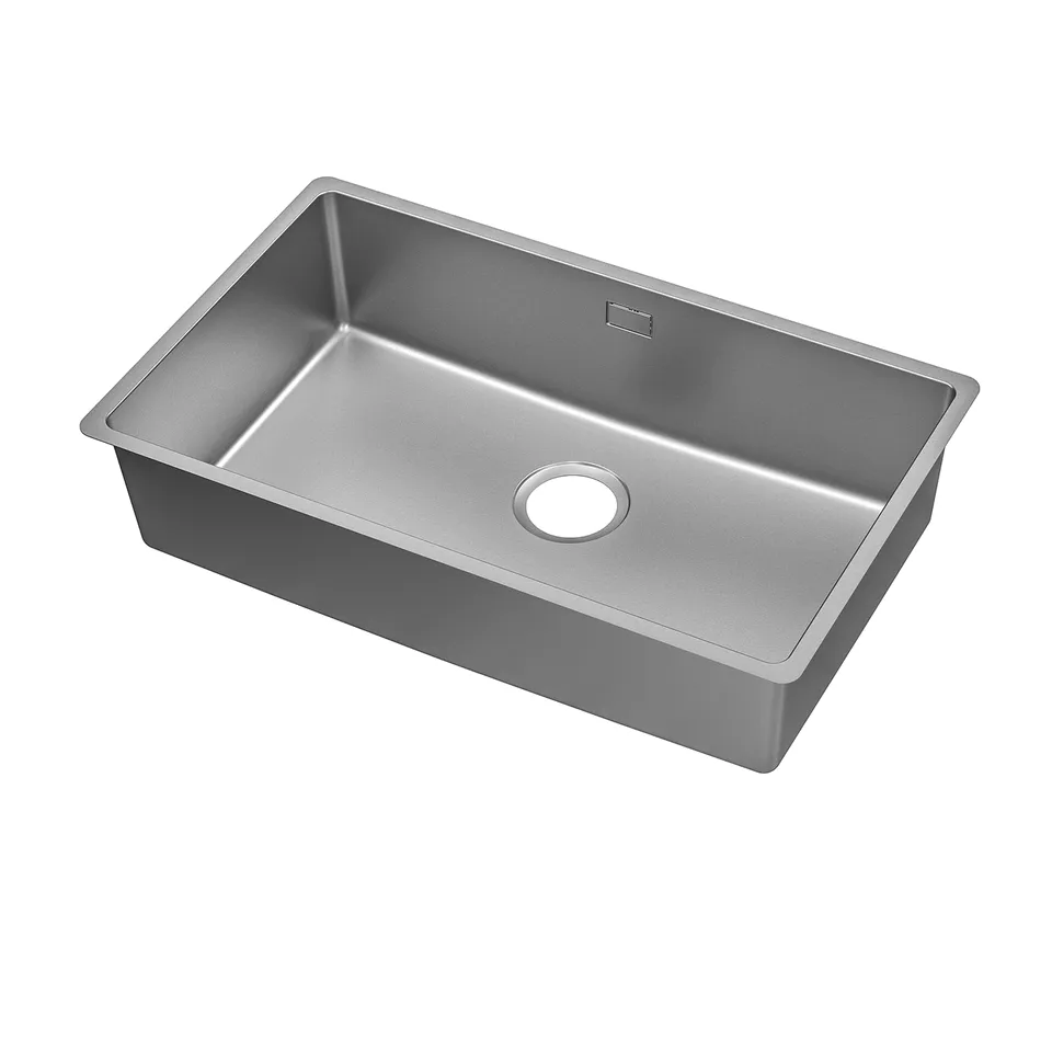 Stainless steel VRESJÖN sink, sleek rectangle design with slim edges, ideal for modern kitchens.