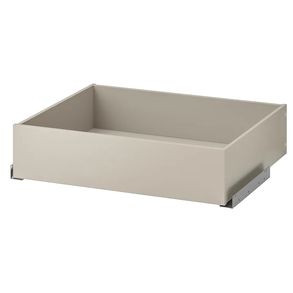 KOMPLEMENT drawer, beige. Minimalist design with soft closing mechanism for wardrobe organisation.