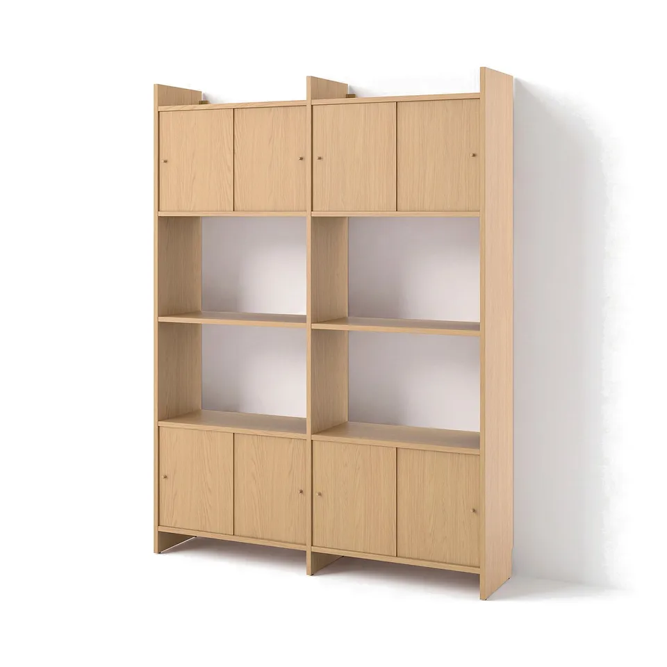 LÅDMAKARE Storage combination w sliding doors, with 2 shelves/oak effect, 159x35x212 cm