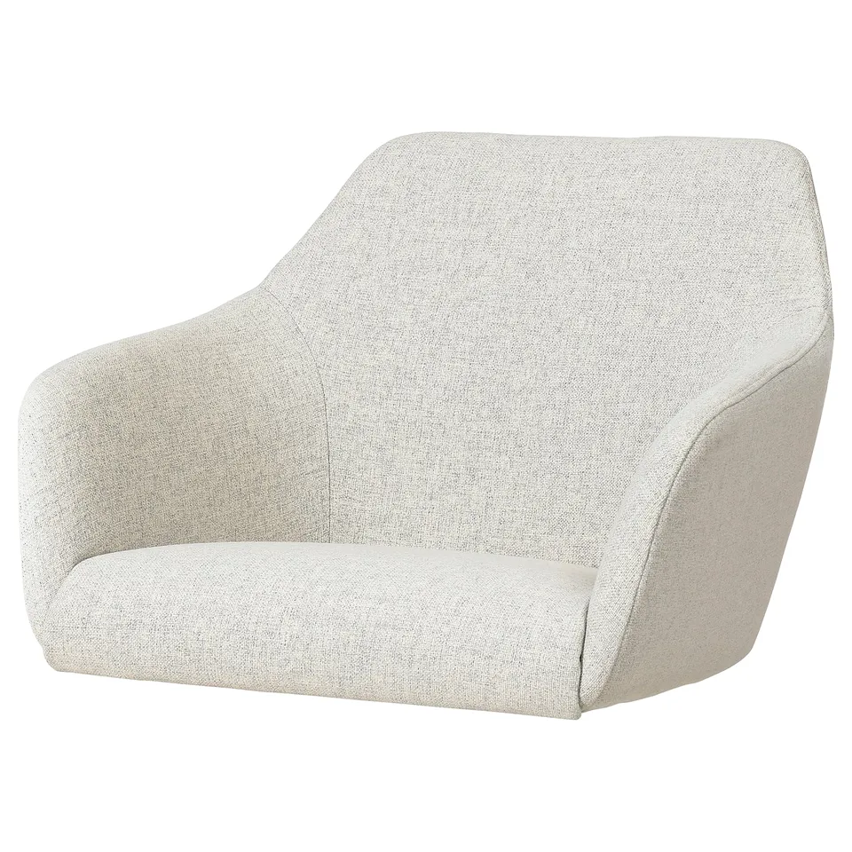 A TOSSBERG lightweight, light grey fabric chair with a modern design and minimalist aesthetic.