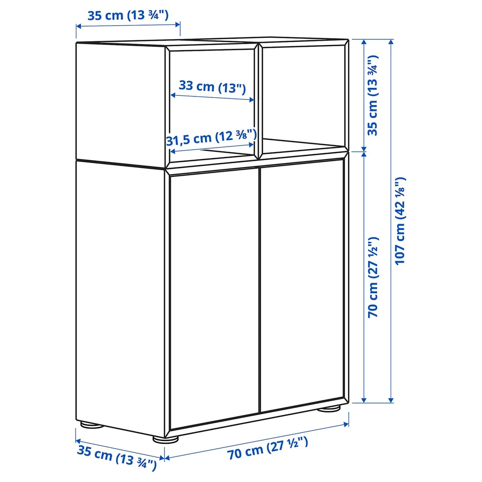 Illustration with measurements for the product: EKET.