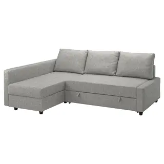 FRIHETEN corner sofa-bed with storage, Faringe light grey, Depth 151 x Width 230 cm