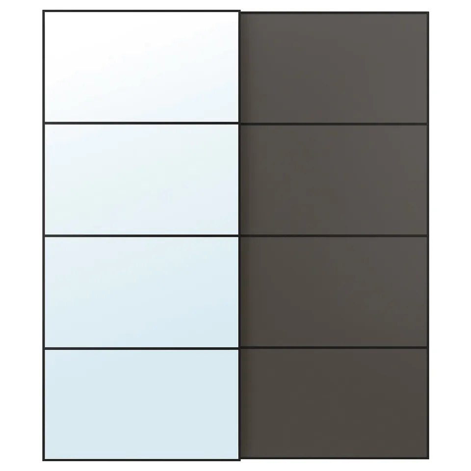 AULI mirrored & panels doors. Dark grey & various colours. Rectangle shape. Modern design.