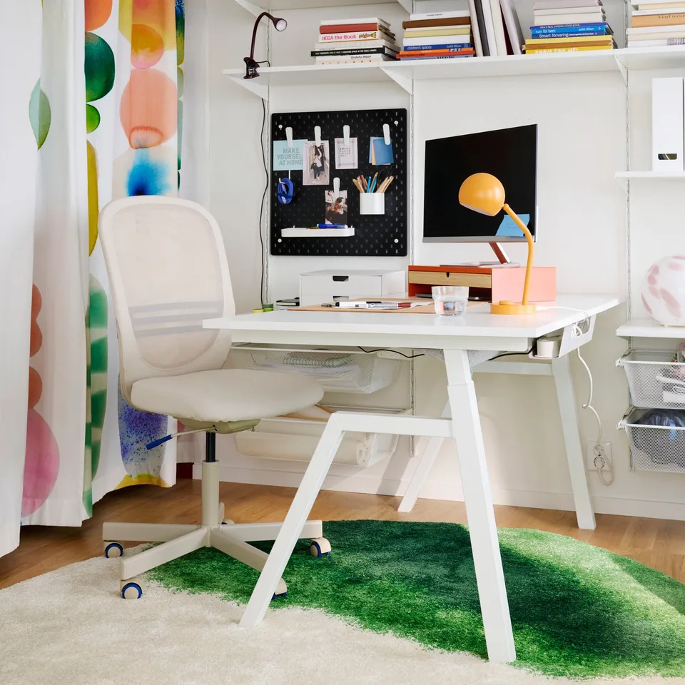 TROTTEN Desk sit/stand, electric/white, 160x80 cm