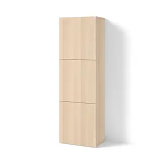BESTÅ shelf unit with doors, white stained oak effect/Lappviken white stained oak effect, 60x42x193 cm