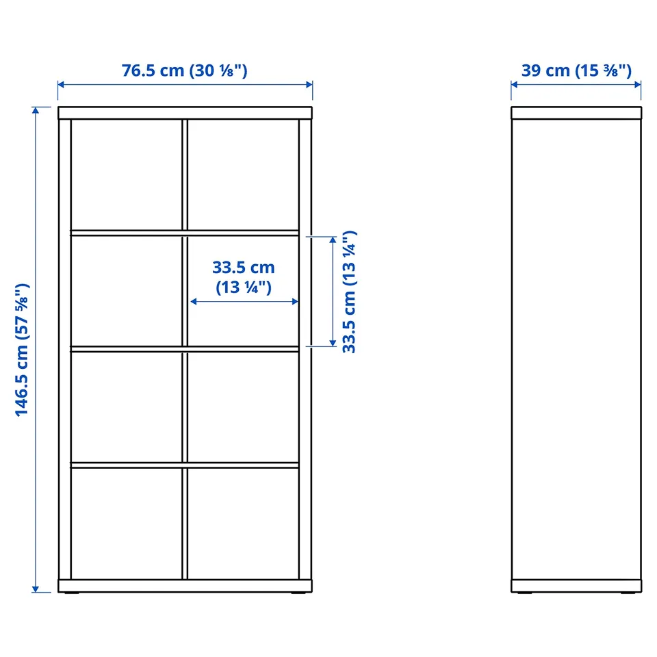 KALLAX Shelving unit, white/Dröna dark grey, 77x39x147 cm