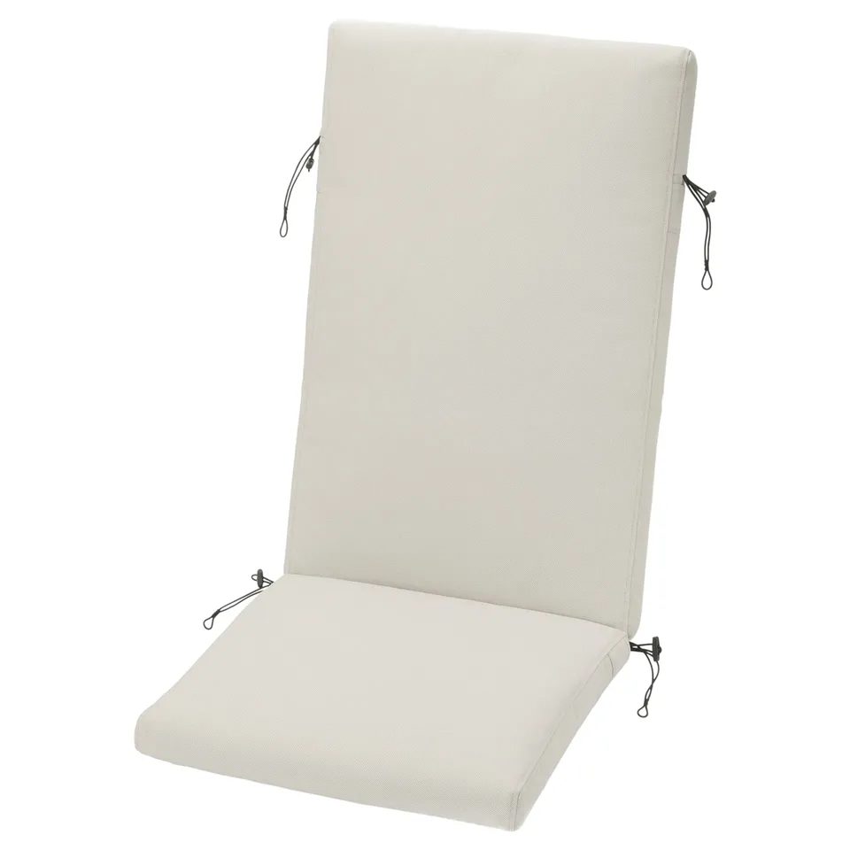 FRÖSÖN chair cushion, beige, recycled polyester, rectangular with ties.