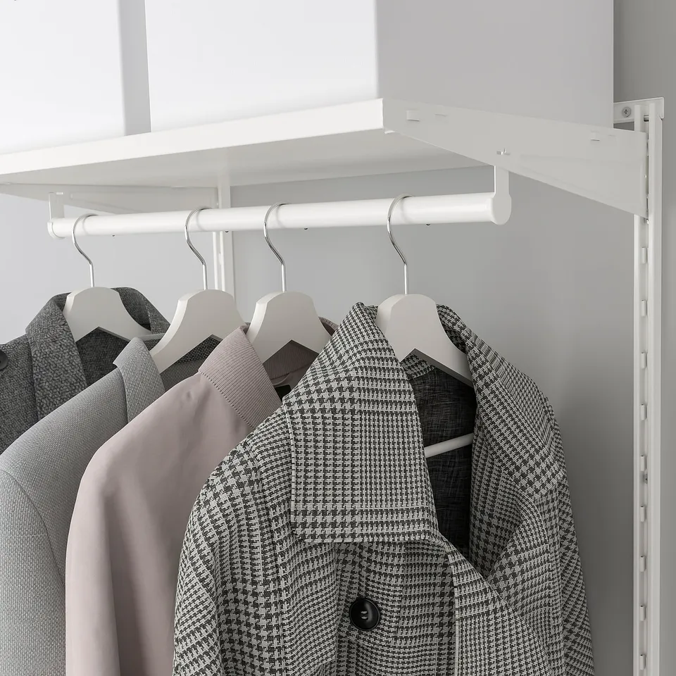Closet with BOAXEL hangers: hang clothes neatly, uses wall space efficiently.