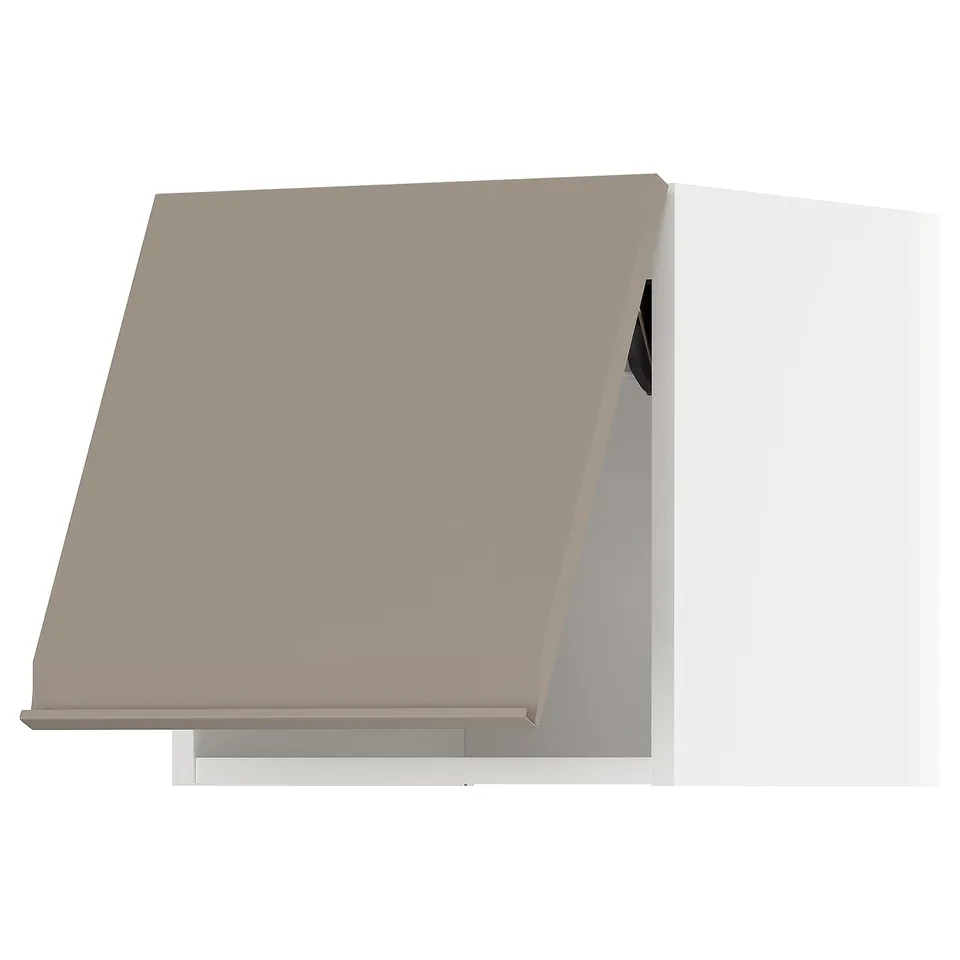 Modern flat-panel beige kitchen cabinet with sleek edge.