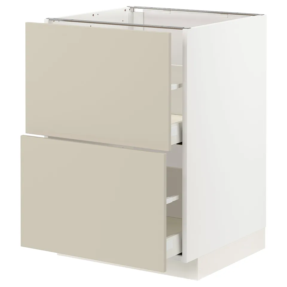 Beige METOD kitchen cabinet with drawers