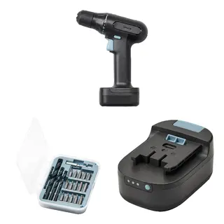 TRIXIG set: screwdriver/drill, li-ion + 20-piece bit and drill set + battery pack, 12 V