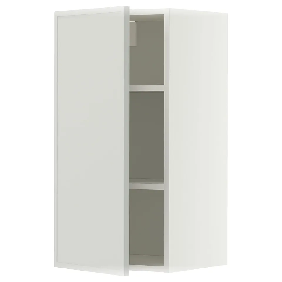 METOD Wall cabinet with shelves, white/Aspudden light grey, 40x37x80 cm