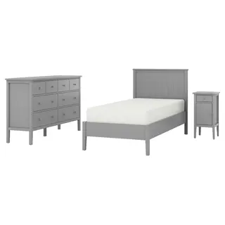 GULLABERG bedroom furniture, set of 3, grey, 90x200 cm