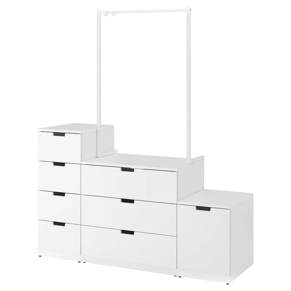 NORDLI white 6-drawer dresser with hanging rail, modern, clean design.
