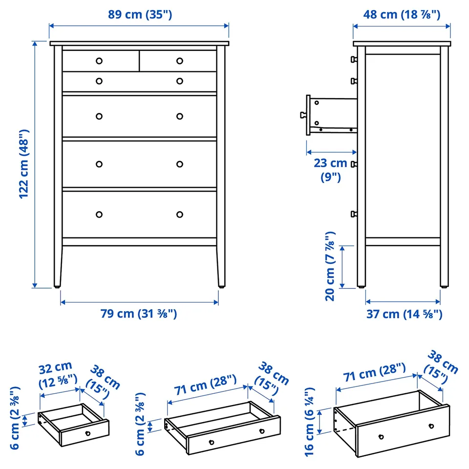 Illustration with measurements for the product: GULLABERG.