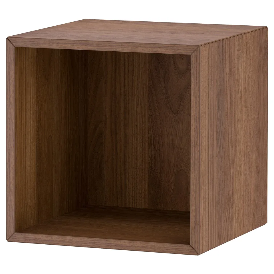 Brown ikea EKET cube storage, stylish & versatile for modern homes.