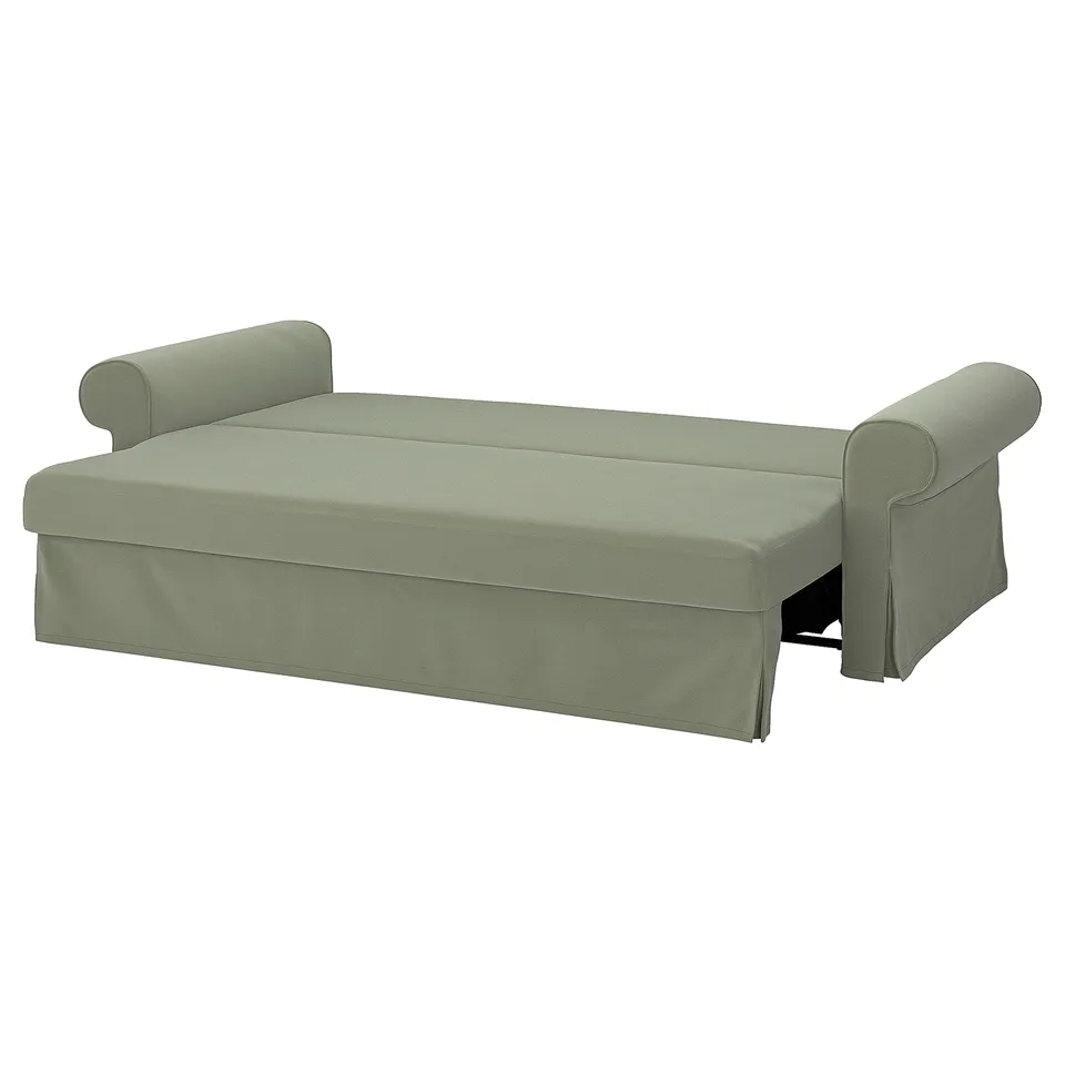 VRETSTORP green sofa-bed, compact & comfy, converts easily.