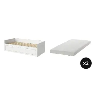 BRIMNES/ÅFJÄLL Bed with 12cm thick mattress, foam, firm, white + firm/white, 80x200 cm