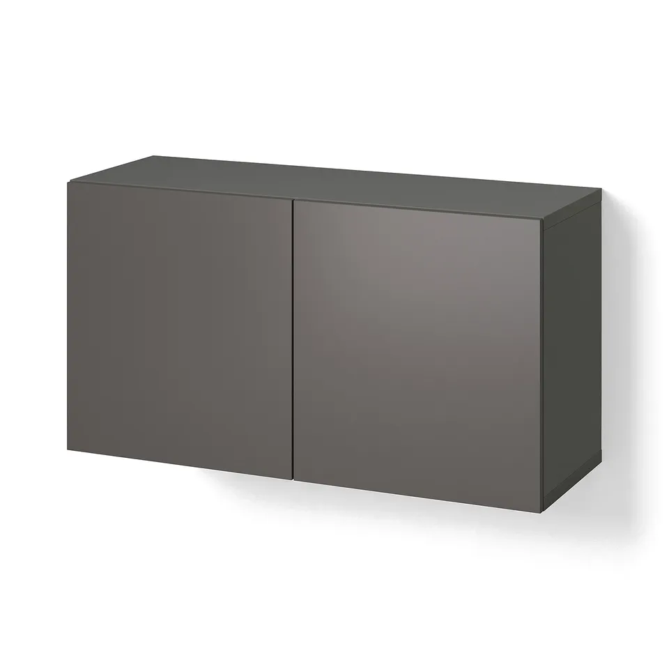 BESTÅ Shelf unit with doors, dark grey/Lappviken dark grey, 120x42x64 cm