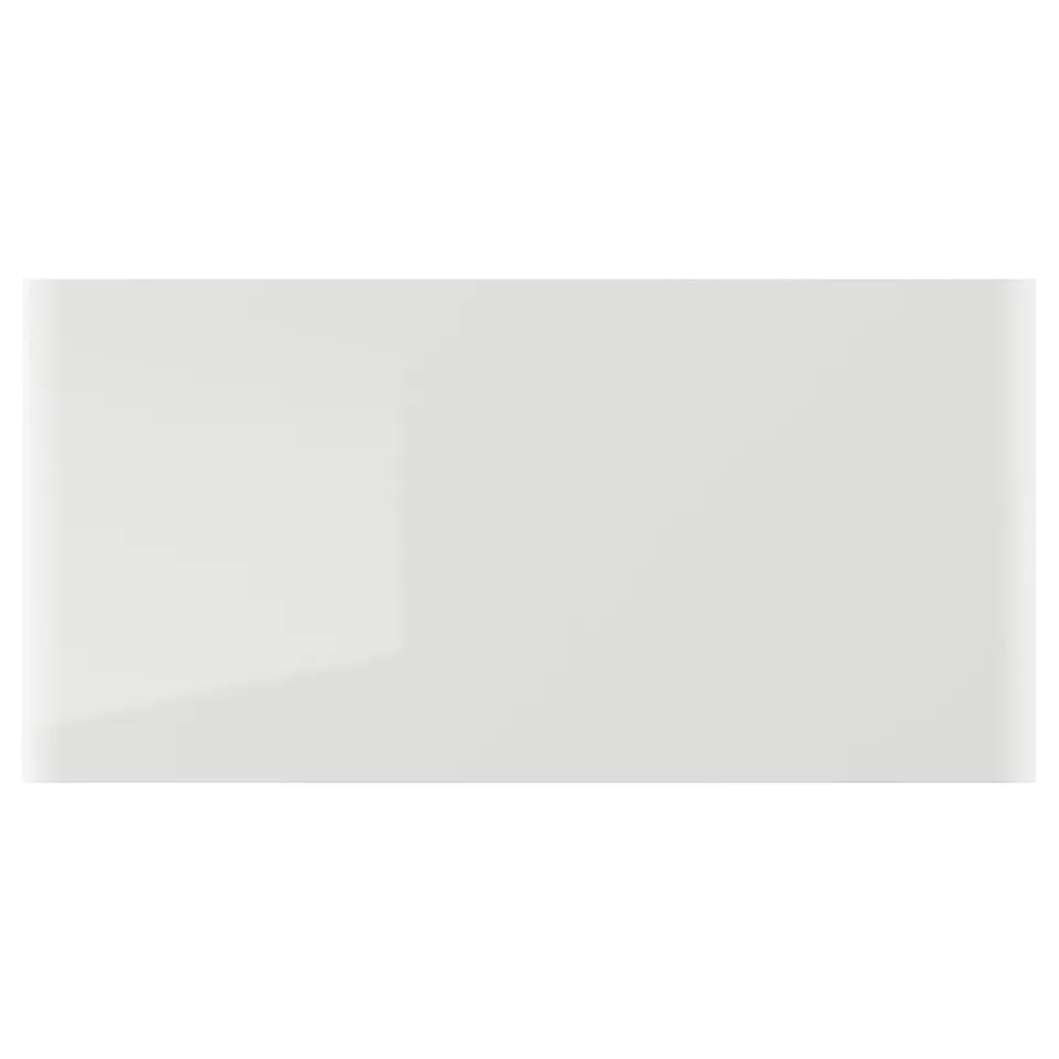 RINGHULT kitchen drawer front, grey, glossy, rectangular, modern design, easy to clean.