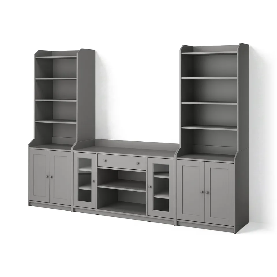 HAUGA Storage combination, grey, 279x46x199 cm