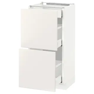 METOD base cab with 2 fronts/3 drawers, white Maximera/Veddinge white, 40x37x80 cm