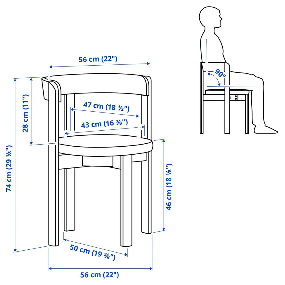 Illustration with measurements for the product: STOCKHOLM 2025.