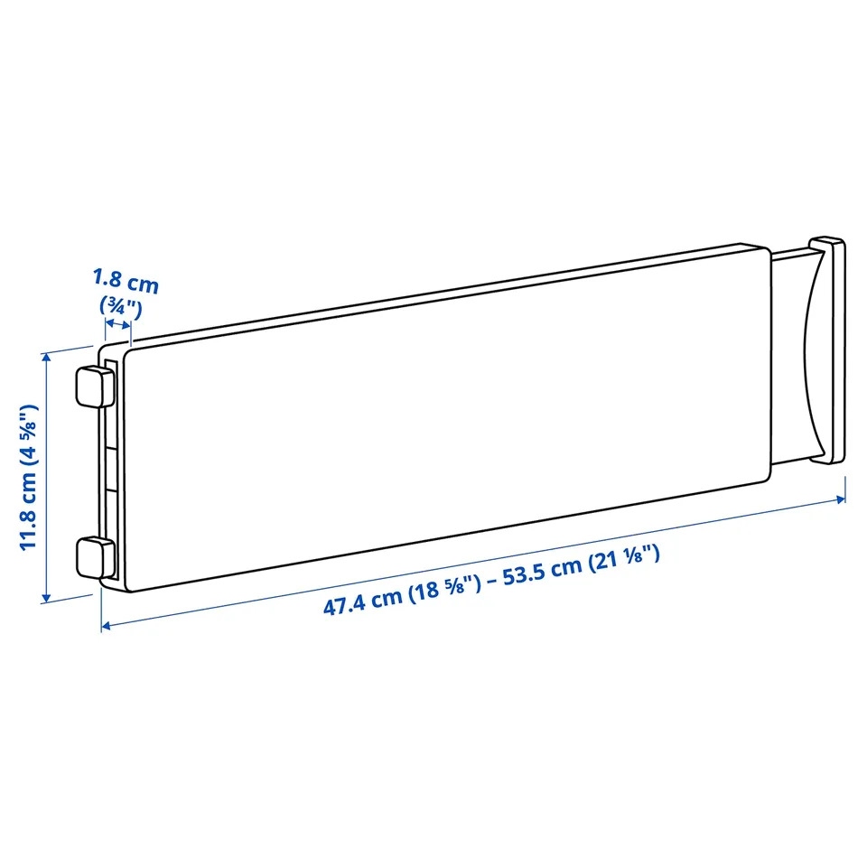 Illustration with measurements for the product: VARIERA.