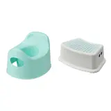 FÖRSIKTIG/LILLA set: children's potty + children's stool, turquoise + white/turquoise, Length 27 x Width 24 x Height 18 cm