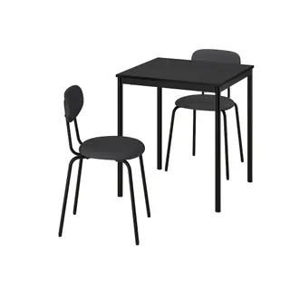 SANDSBERG set: table + chair x2, black + anthracite/Remmarn anthracite, 67x67 cm