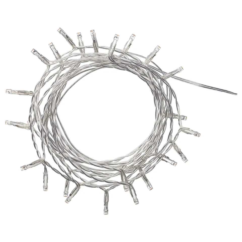 Led light wreath, white, battery-operated, round shape, decorative for holidays.