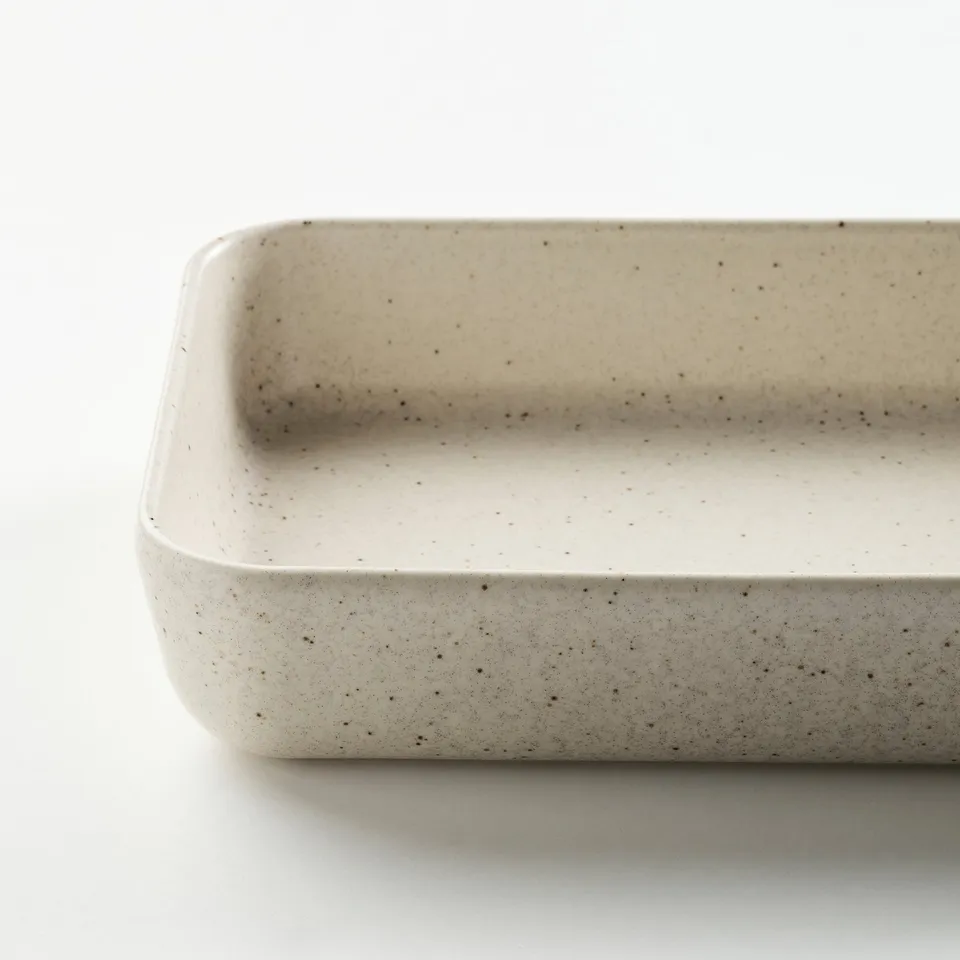 Speckled rectangular dish