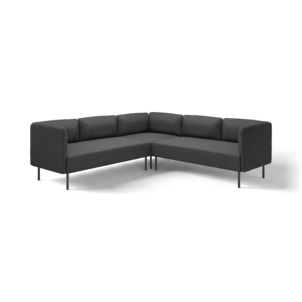 A grey LILLEHEM modular sofa with clean lines and metal legs. It is designed for versatile arrangements and easy cleaning.