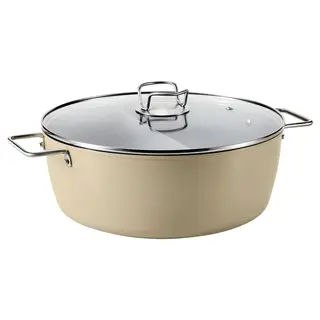 SKÄGGTORSK hot pot with divider and lid, non-stick coating light beige-green, 5 l