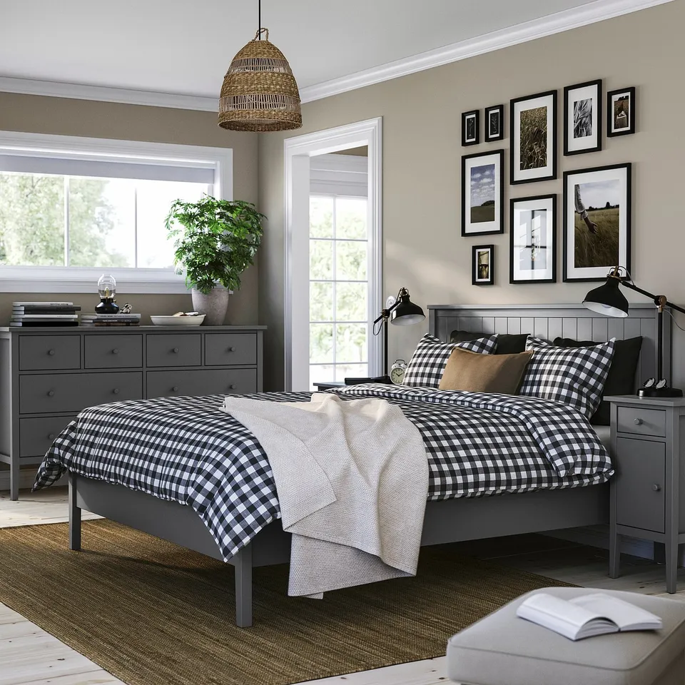 GULLABERG Bedroom furniture, set of 4, grey, 160x200 cm