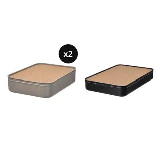 HARVMATTA set: box with compartments x2 + box with lid, dark grey-beige + anthracite, 24x18x6 cm