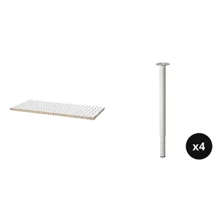 LAGKAPTEN/OLOV set: table top + leg, adjustable, white/anthracite + white, Length 120 x Width 60 cm