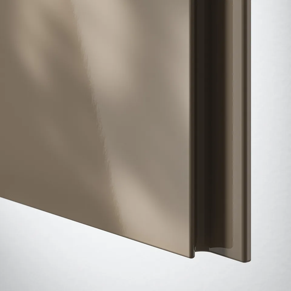 VOXTORP Door, high-gloss dark grey-brown/vertical handle, 60x140 cm