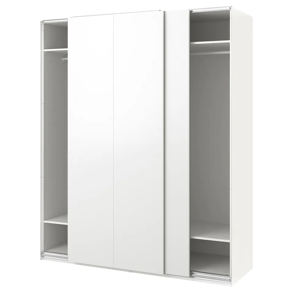 PAX / HASVIK Wardrobe, white/white, 200x66x236 cm