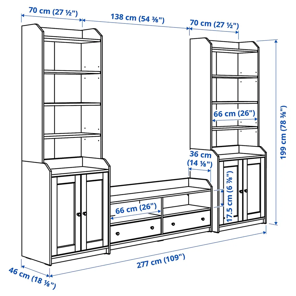 Illustration with measurements for the product: HAUGA.
