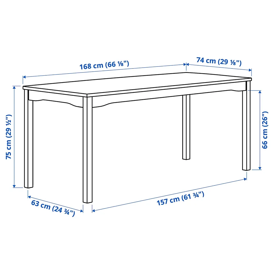 Illustration with measurements for the product: HAUGA.