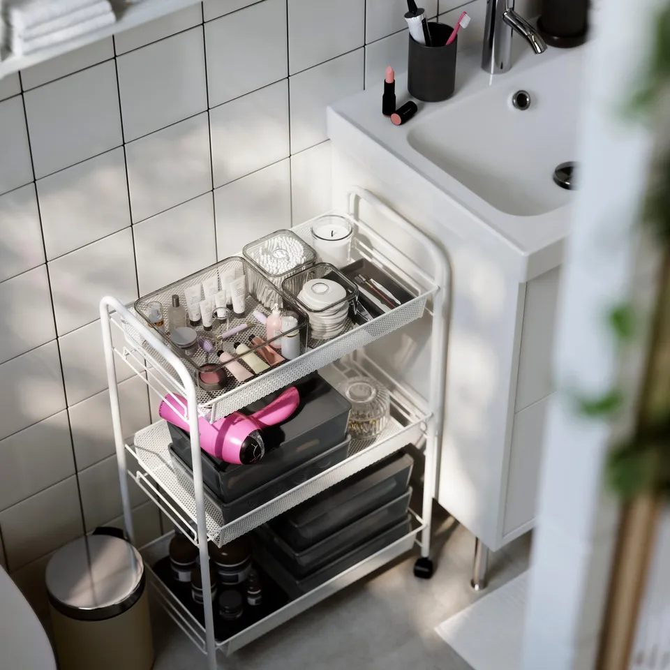 HORNAVAN Trolley, white, 26x48x77 cm