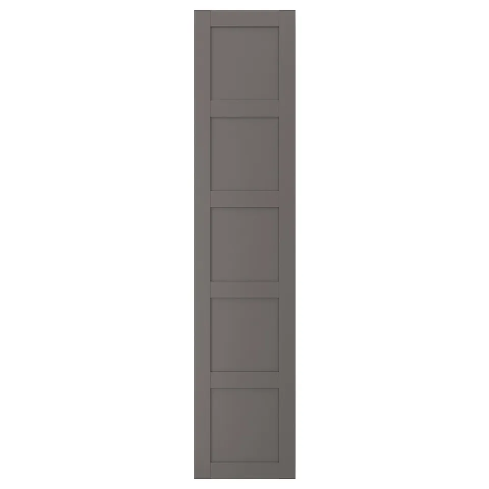 Dark grey, rectangular door with square panels, modern design, semi-matte surface.