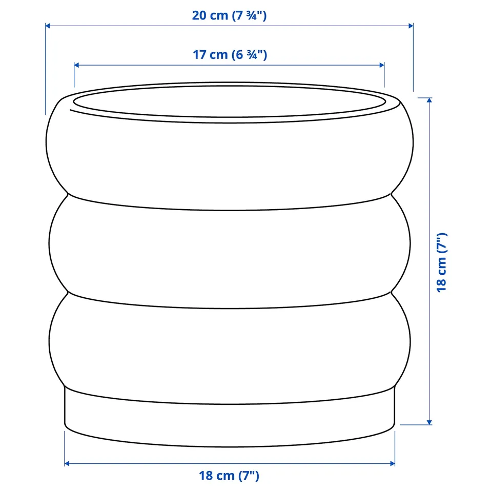 Illustration with measurements for the product: HASSELBUKETT.