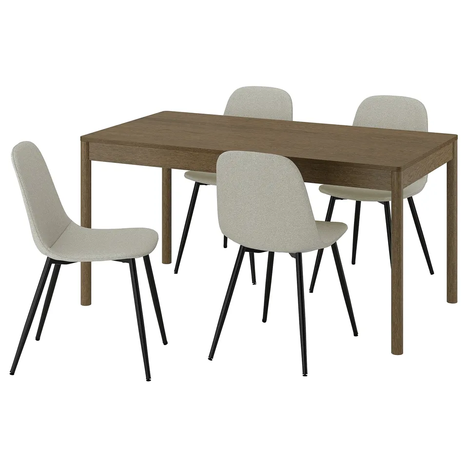 TONSTAD / NORDMANSSKÄR Table and 4 chairs, brown stained oak veneer/Tonerud grey black, 150x80 cm