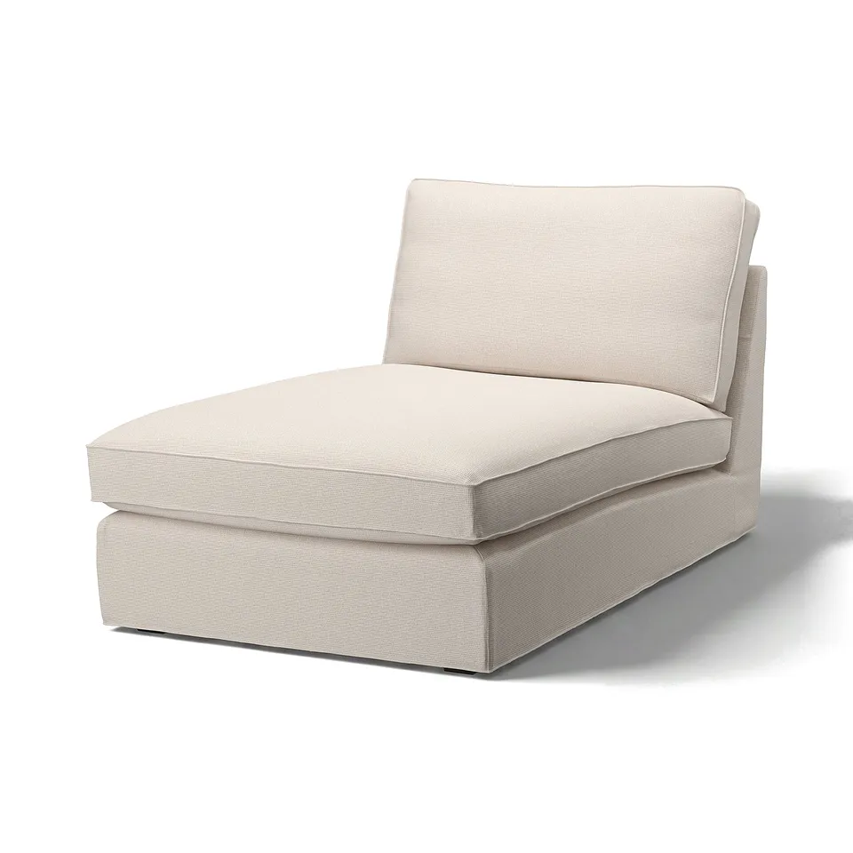 KIVIK chaise, beige, modern, curve design, soft fabric.