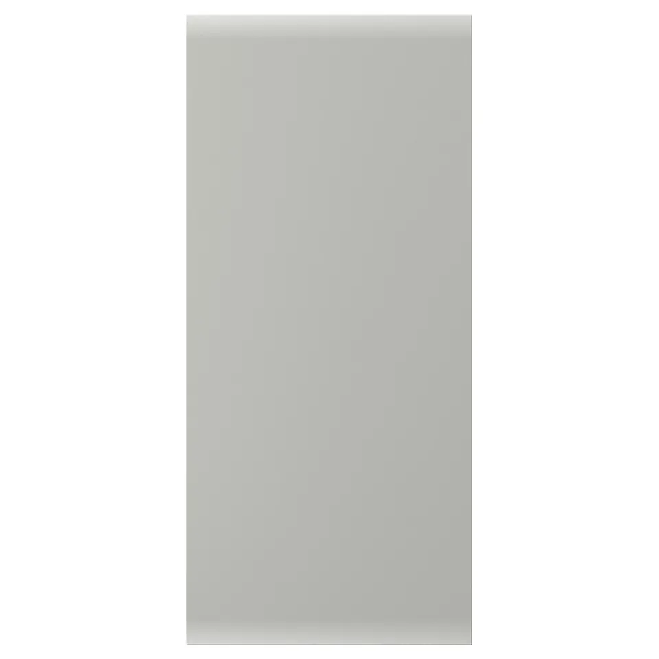 Grey HAVSTORP kitchen cabinet panel, smooth acrylic fiberboard, modern look.