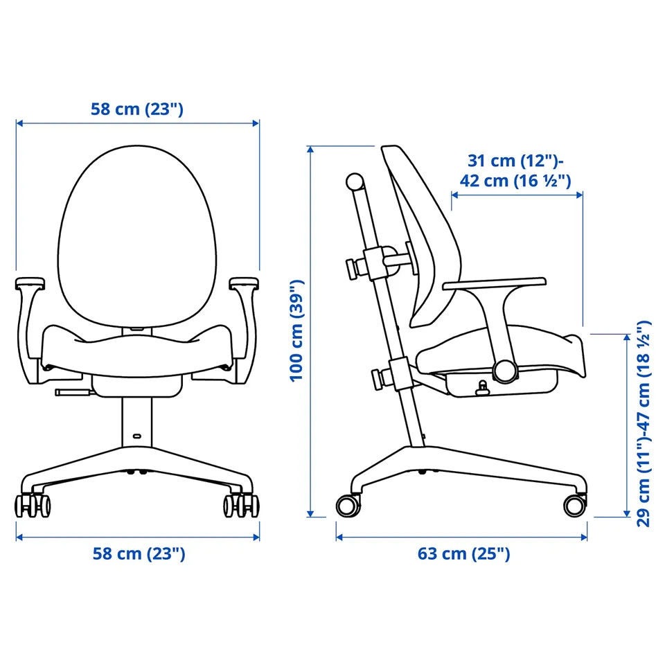 Illustration with measurements for the product: MICKE.