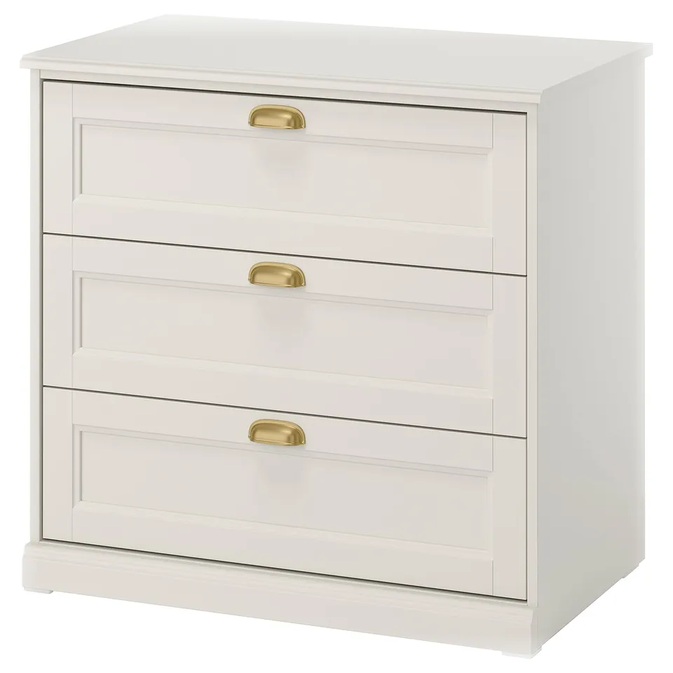 FÅGELFJÄLLET Chest of 3 drawers, off-white, 82x51x78 cm