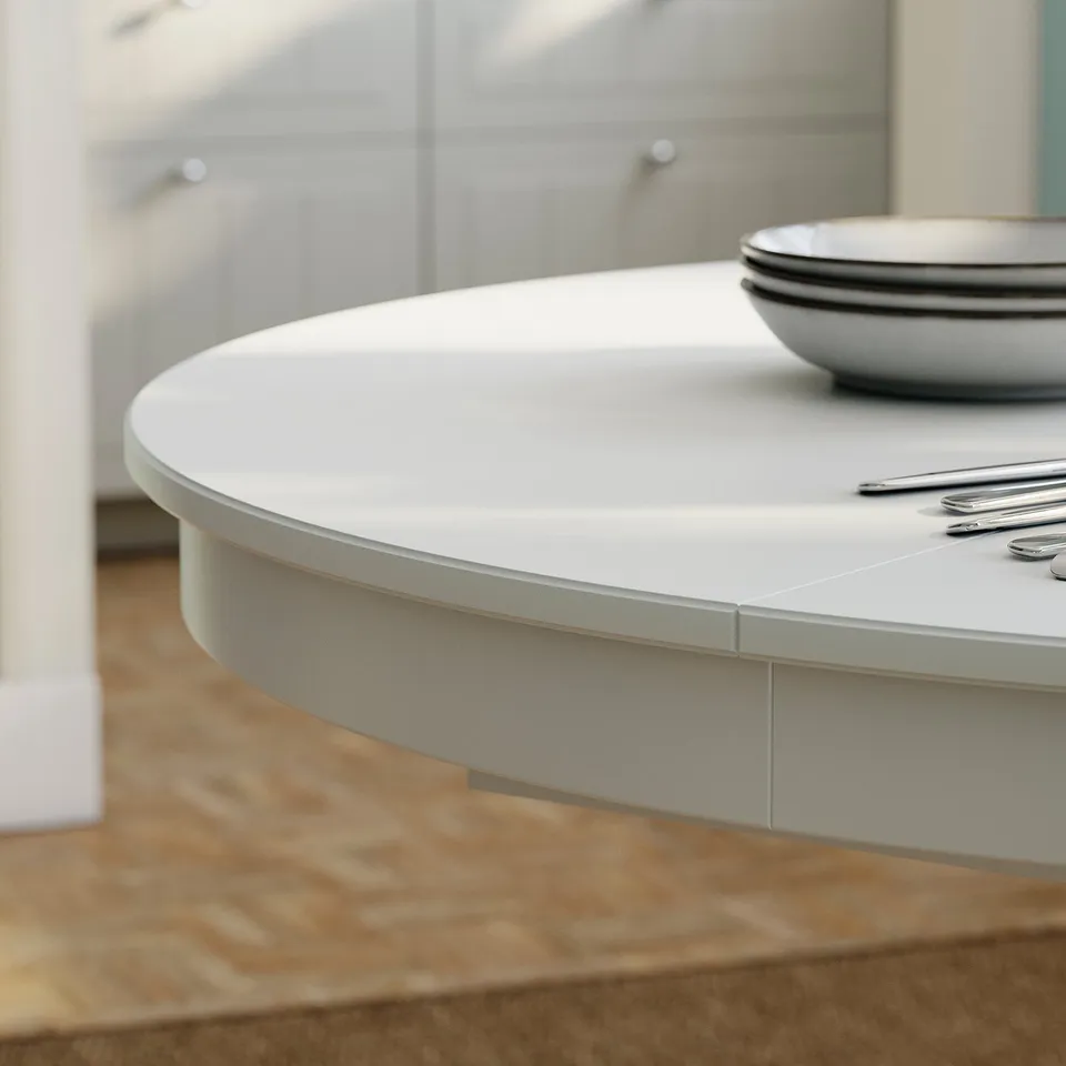 ROSENTORP / NÄSINGE Table and 4 chairs, white/Tibbleby beige-grey white, 110/155 cm